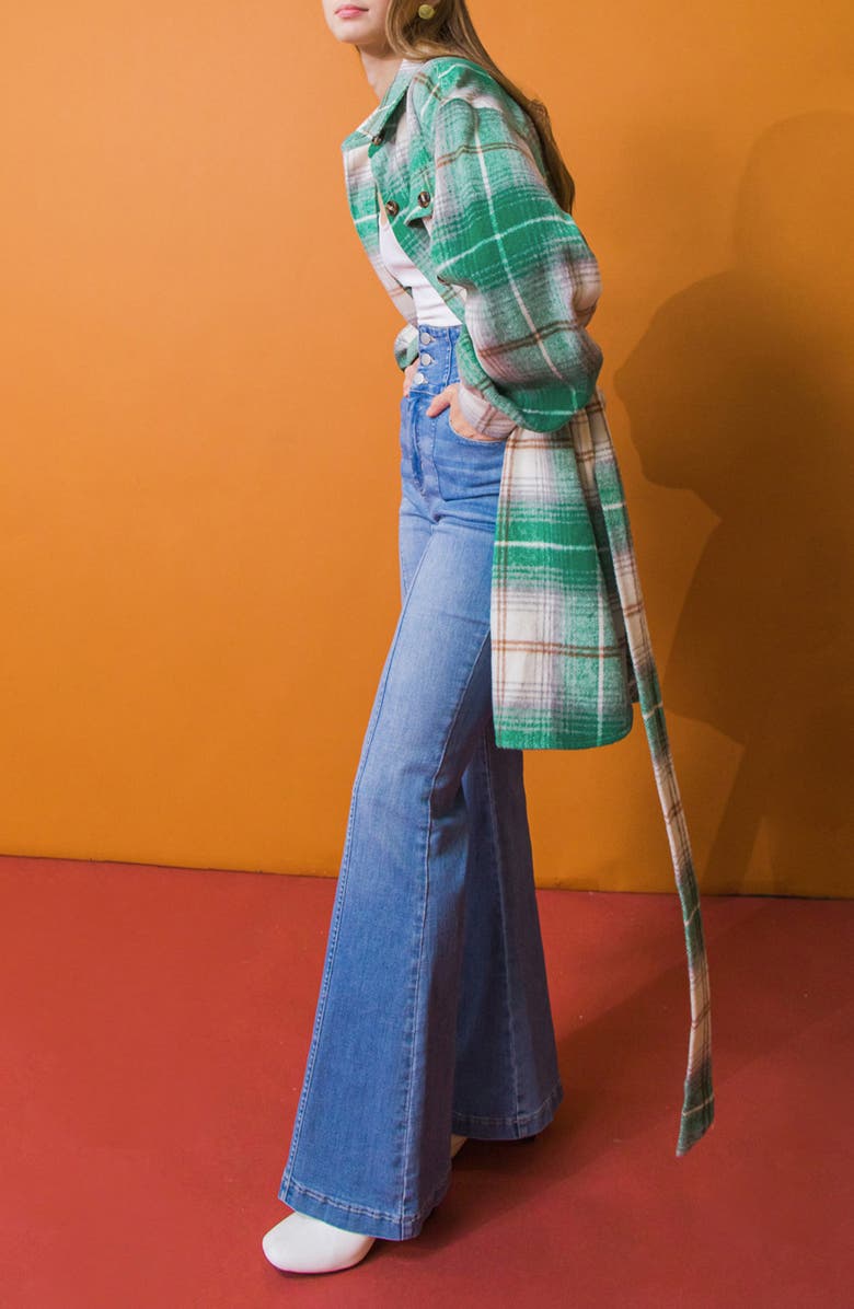 FLYING TOMATO Plaid Shirt Jacket, Alternate, color, Green