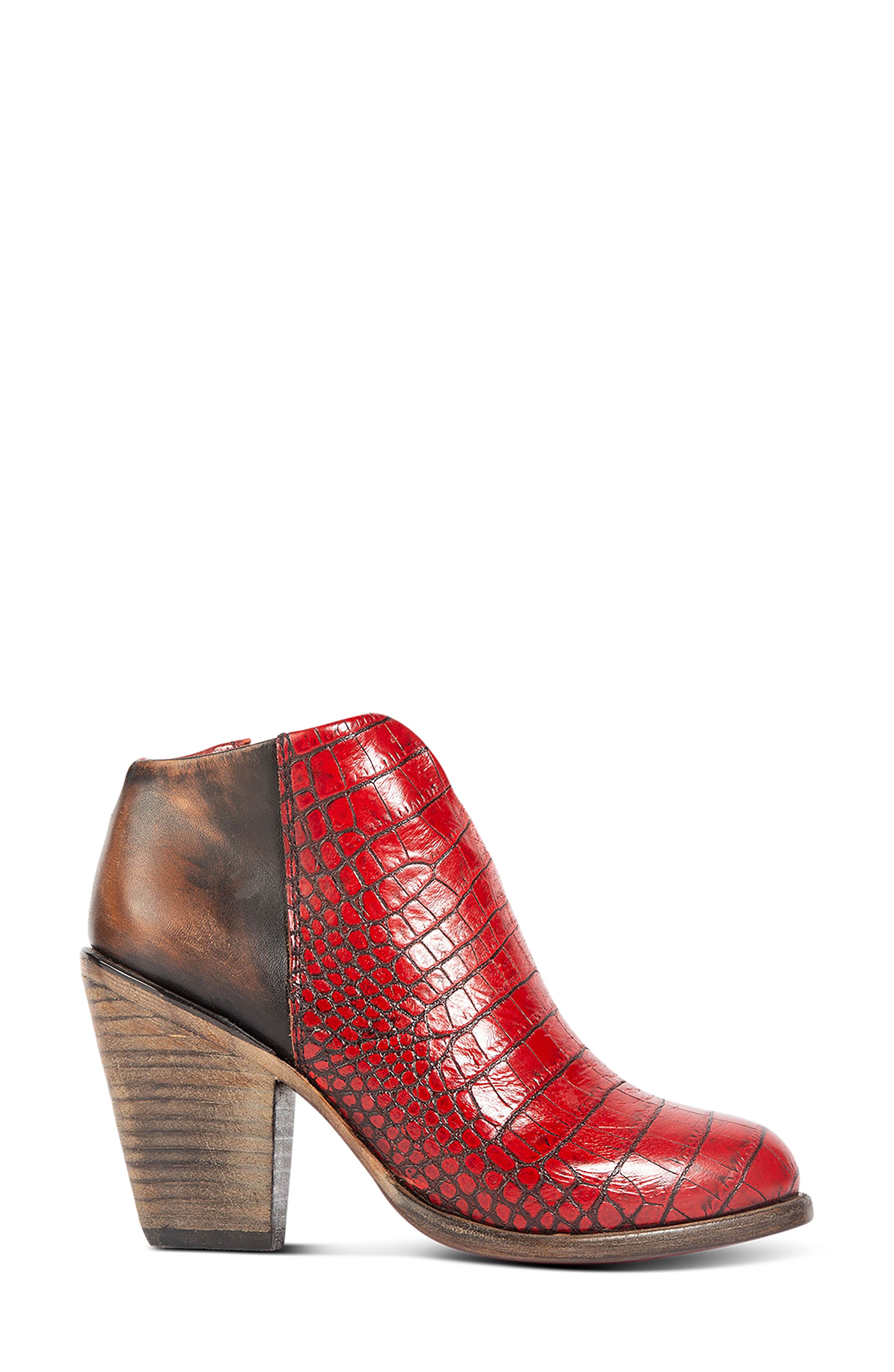 Detroit Croc Embossed Leather Bootie, Alternate, color, RED CROCO