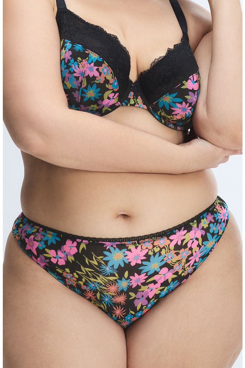 Hopelace Romantic High Leg Bikini, Main, color, BLACK CAVIAR FLOWER DITZ PRINT
