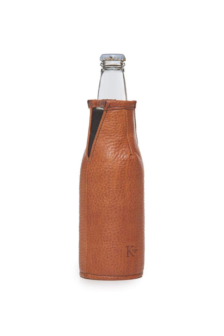 Dale Leather Beverage Coozie, Alternate, color, Pebbled Tan