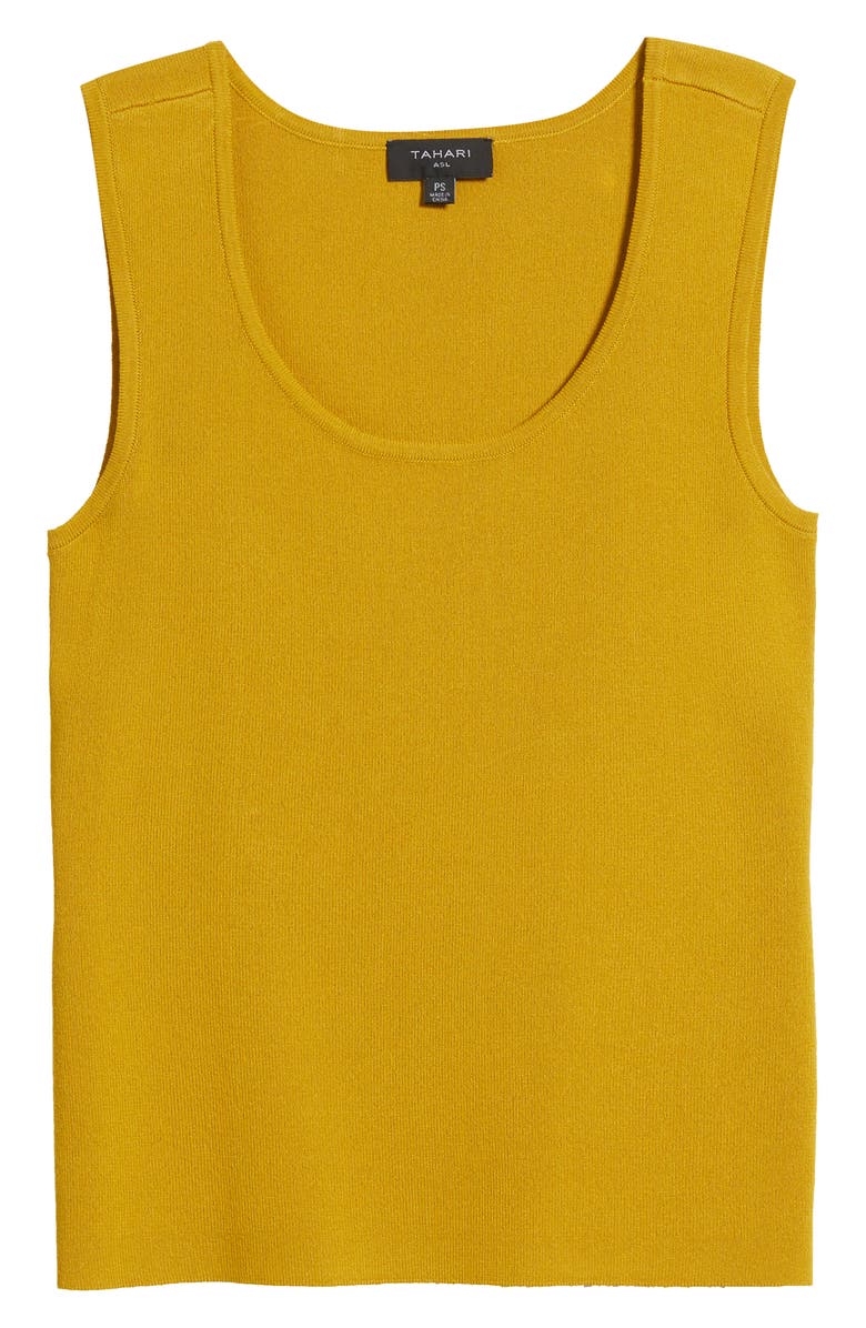 Tahari ASL Scoop Neck Sweater Tank, Alternate, color, Ochre