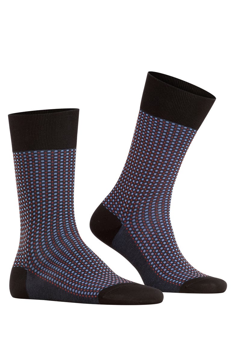 Falke Uptown Tie Patterned Dress Socks, Alternate, color, Black