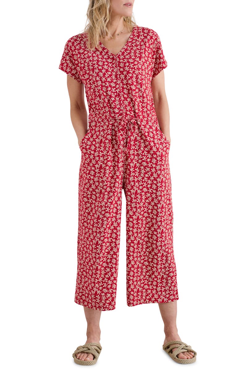 Seasalt Cornwall Rose Trellis Wide Leg Jumpsuit, Main, color, Saltwater Ditsy Scarlet