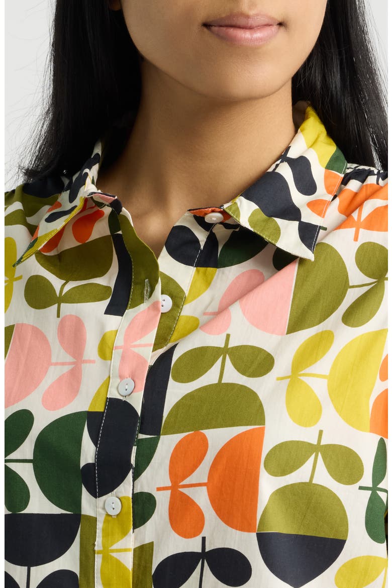 Puff Sleeve Cotton Shirt, Alternate, color, CITRUS MULTI