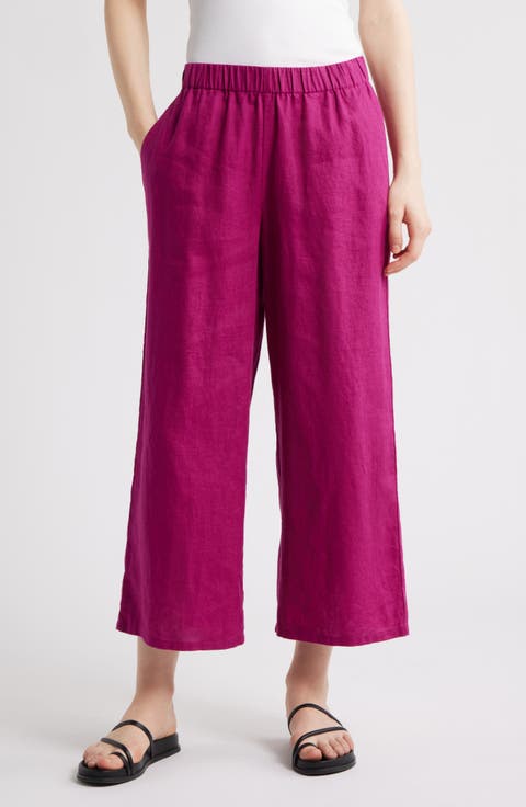 Organic Linen Crop Wide Leg Pants (Regular & Plus)
