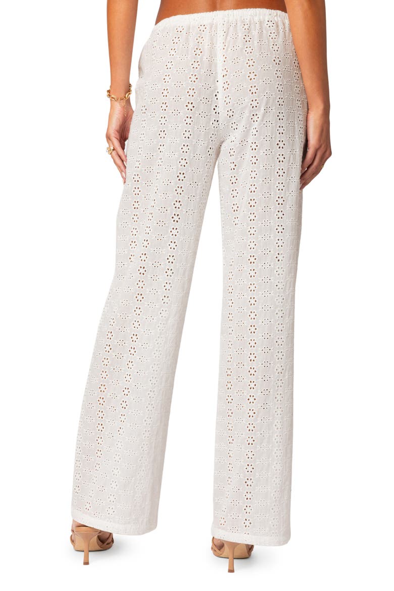 Lemon Lacey Cotton Eyelet Pants, Alternate, color, WHITE