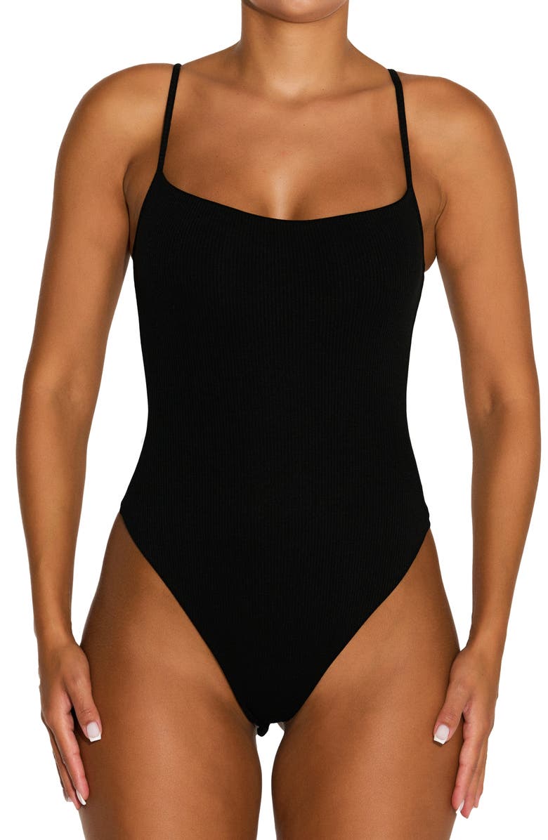 Naked Wardrobe Ribbed Compression Bodysuit, Main, color,
