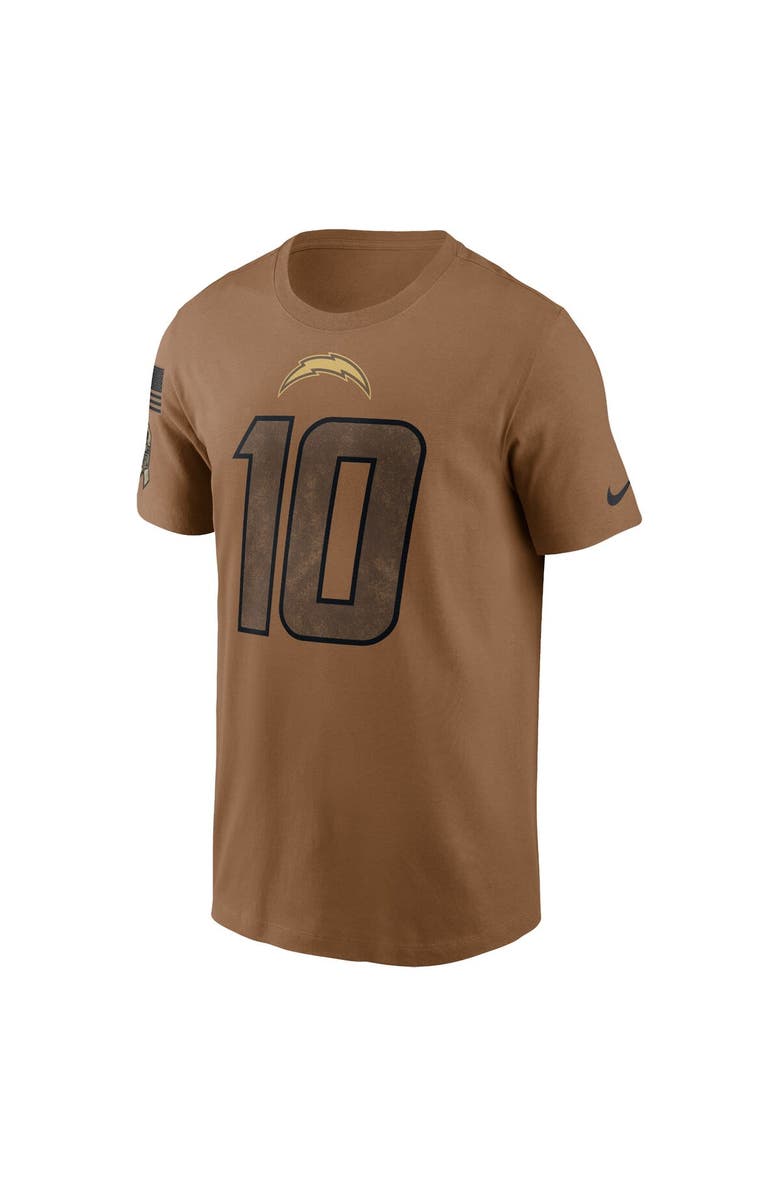 Nike Men's Nike Justin Herbert Brown Los Angeles Chargers 2023 Salute To Service Name & Number T-Shirt, Alternate, color,