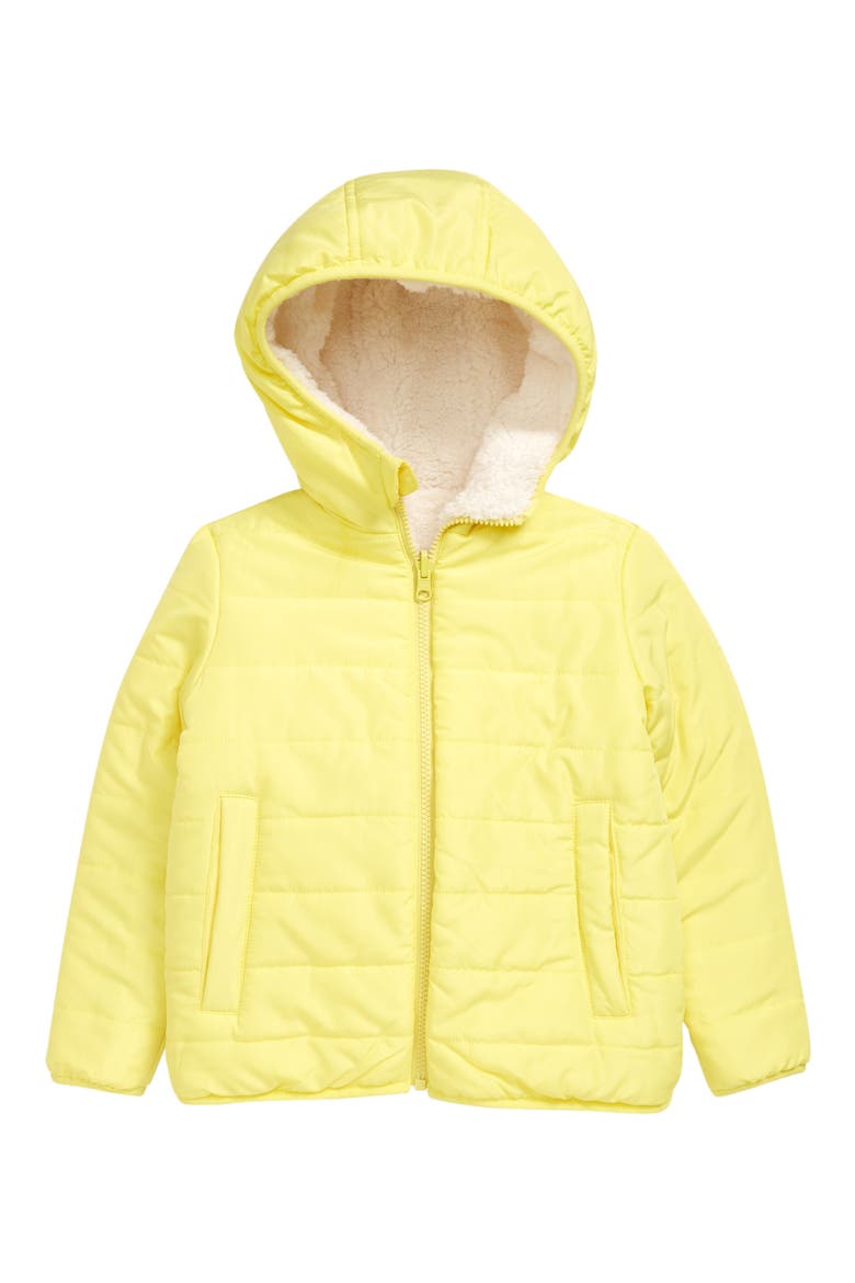 Kids' Reversible Fleece & Quilted Puffer Jacket, Alternate, color, IVORY EGRET- OLIVE ACACIA