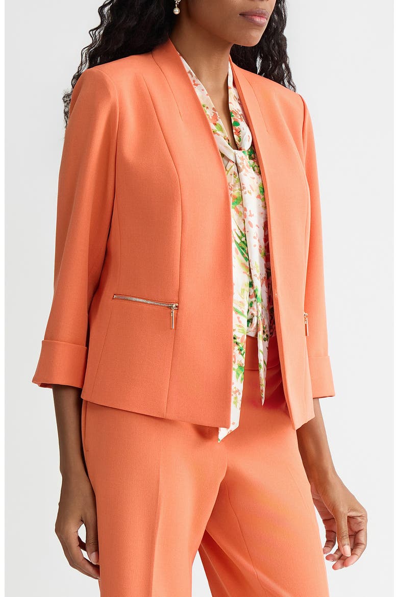Collarless Zip Pocket Blazer, Alternate, color, MANDARIN