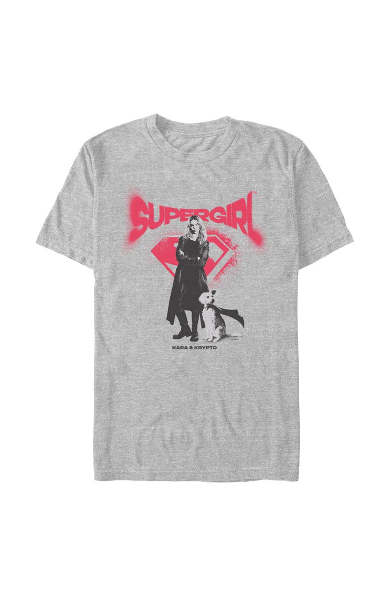 Supergirl Men's Supergirl Kara And Krypto Graffiti Graphic T-Shirt, Main, color, Sport Grey