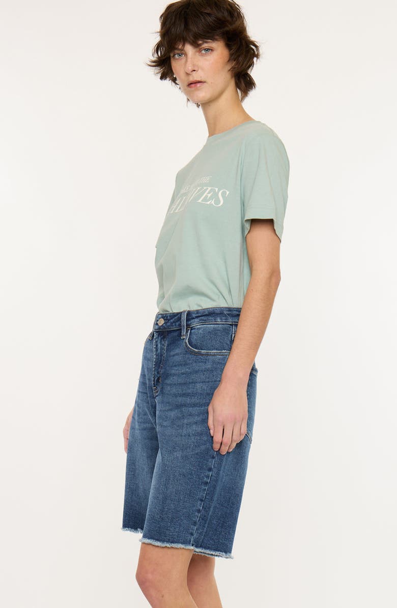 KanCan Arley Essentials Mid Rise Denim Jorts, Alternate, color, Dark Wash