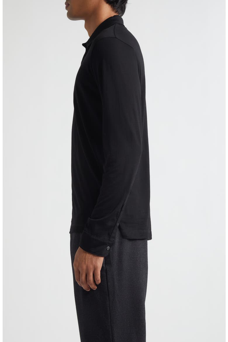 Long Sleeve Wool Jersey Polo, Alternate, color, BLACK