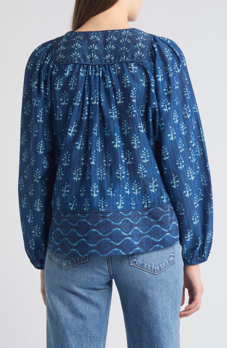 Faherty Solstice Tie Neck Cotton & Silk Top, Alternate, color, Sunburst Mix