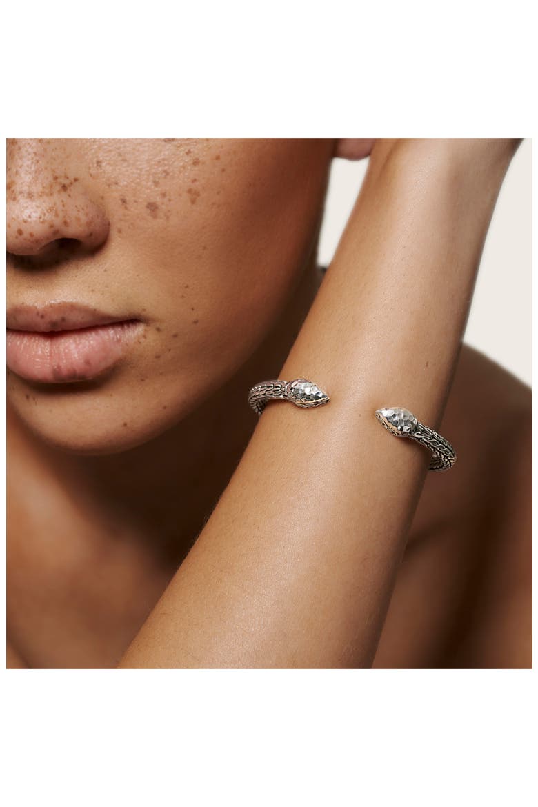 Classic Chain Hammered Sterling Silver Flex Cuff Bracelet, Alternate, color, SILVER