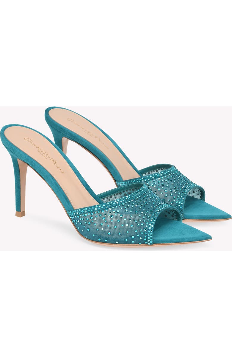Gianvito Rossi Rania Mule 85, Alternate, color, Blue Fabric And Suede
