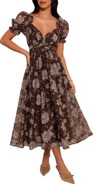 Petal & Pup Farryn Floral Puff Sleeve Midi Dress