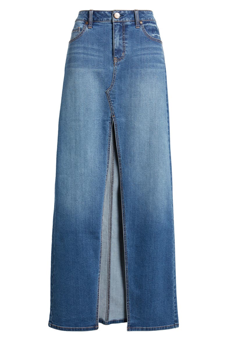 Front Slit Denim Maxi Skirt, Alternate, color, CHARLIE