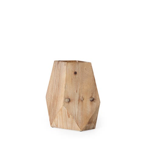 Allen Natural Wooden Base Oval Vase