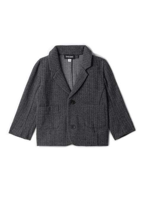 Boys Herringbone Stretch Blazer - Space Grey