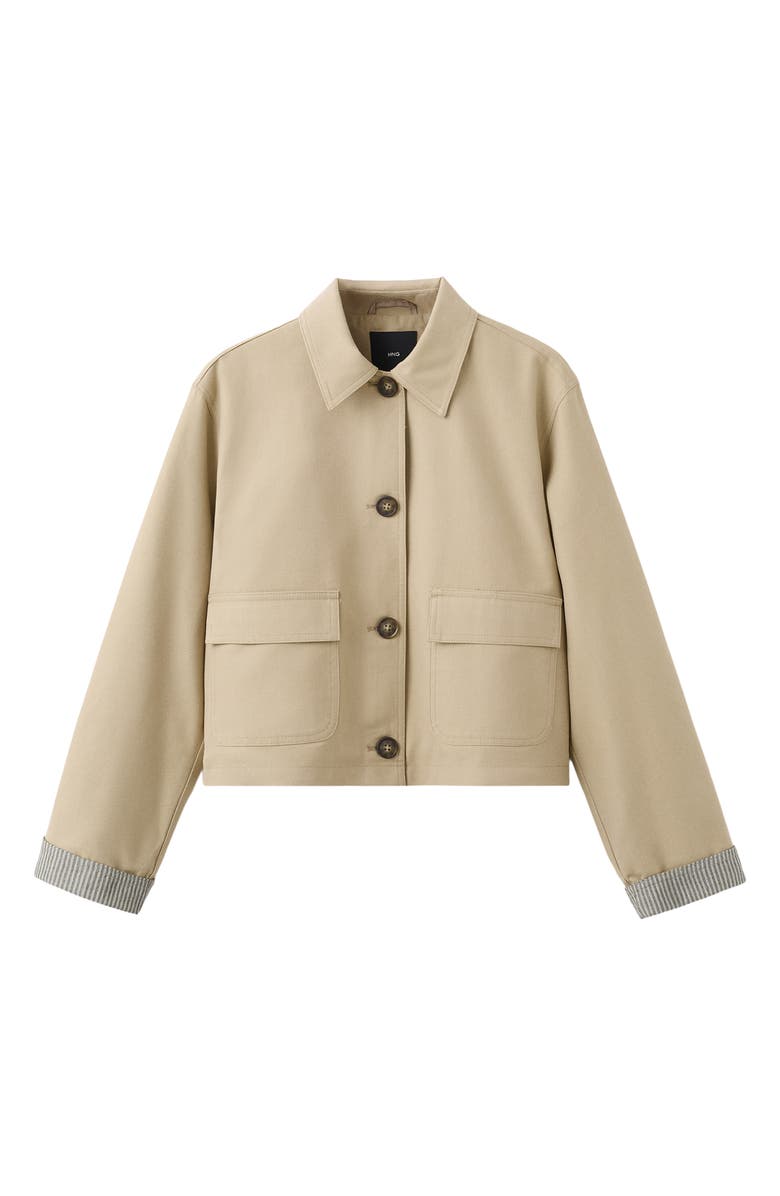 MANGO TEEN Classic Crop Trench Jacket, Alternate, color, Beige