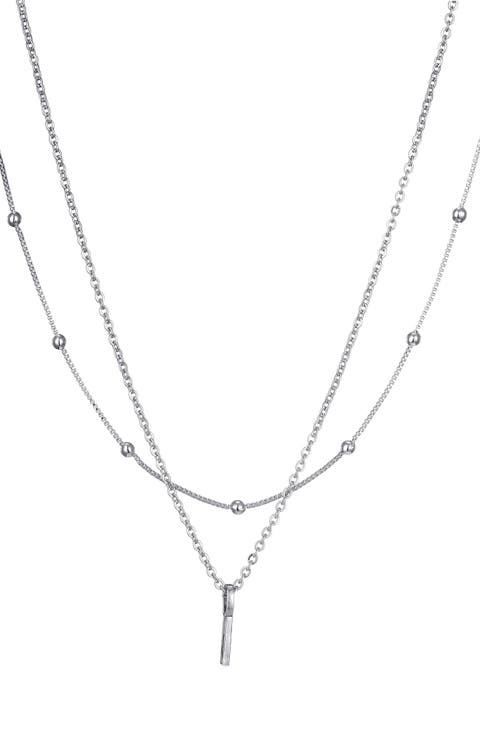 Initial Pendant Layered Chain Necklace