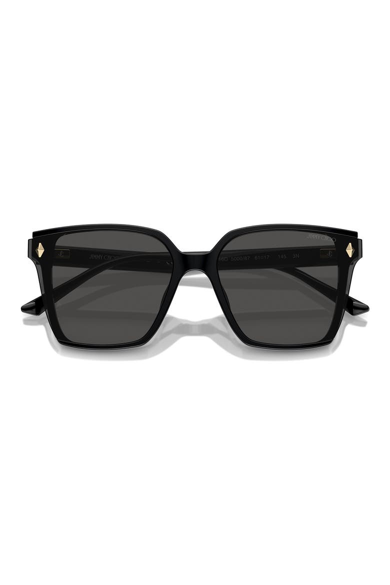 61mm Oversize Square Sunglasses, Alternate, color, BLACK / DARK GREY