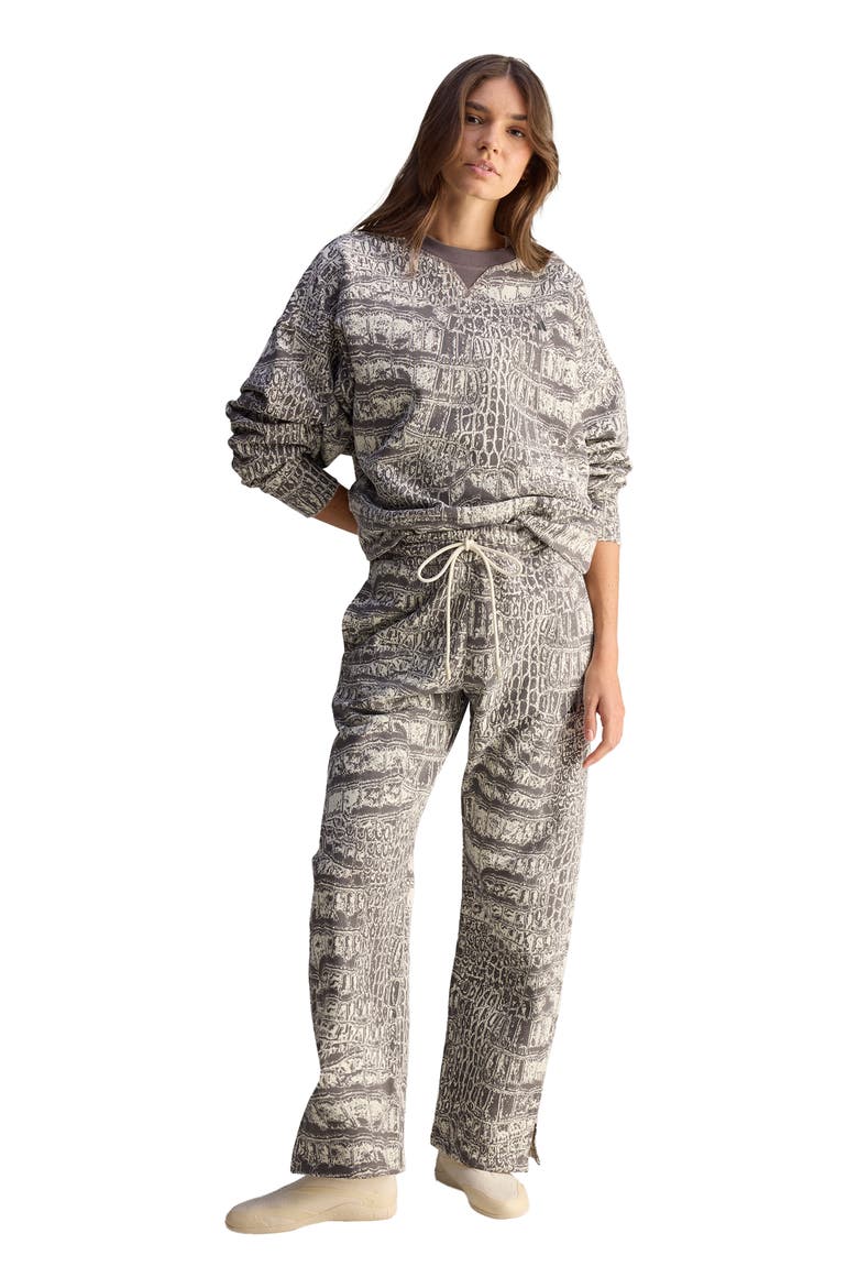 Loose Printed Sweatpants, Alternate, color, ALMOND MILK-SMC/ CHARCOAL