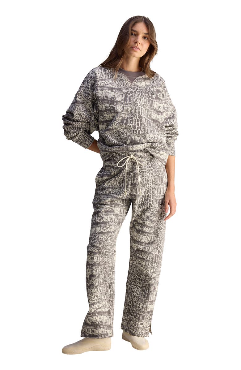 adidas Loose Printed Sweatpants, Alternate, color, Almond Milk-Smc/ Charcoal