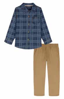 Calvin Klein Kids' Plaid Button-Up Shirt & Pants Set