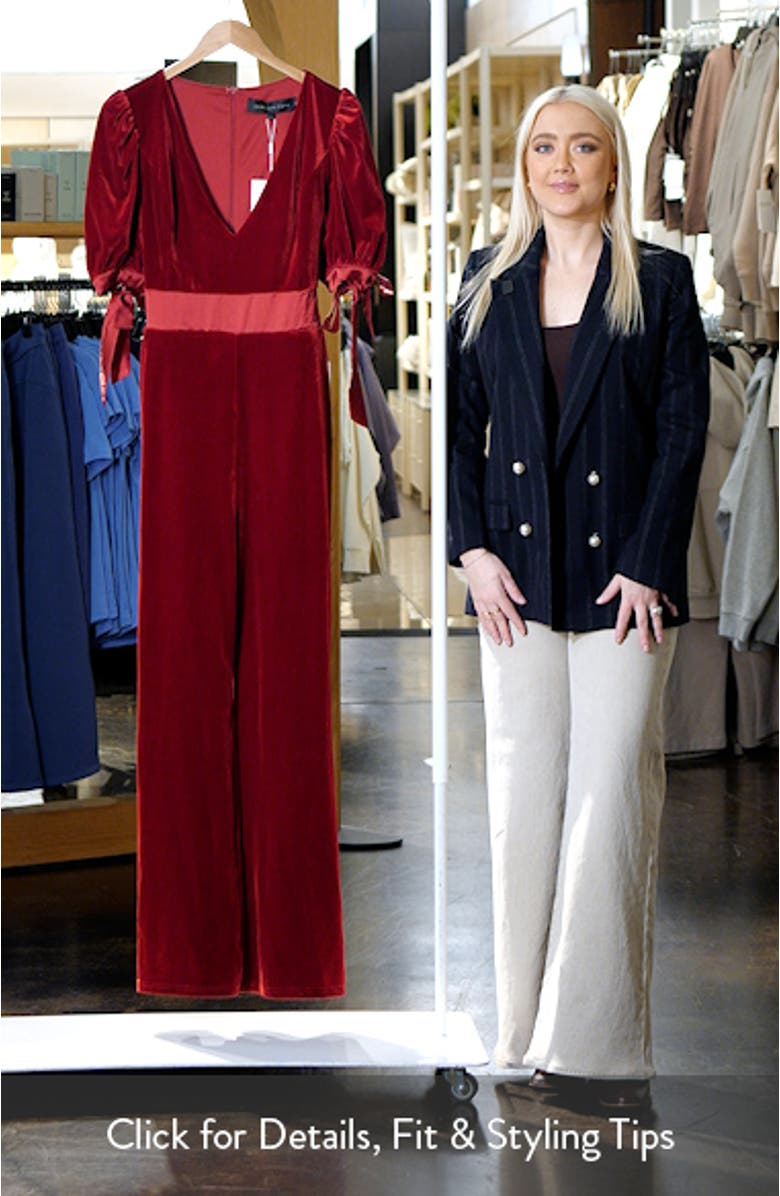 Bow Tie Velvet Jumpsuit, sales video thumbnail