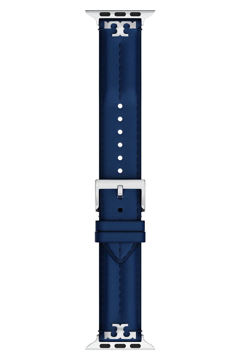 The Kira Leather 20mm Apple Watch® Watchband, Main, color, NAVY