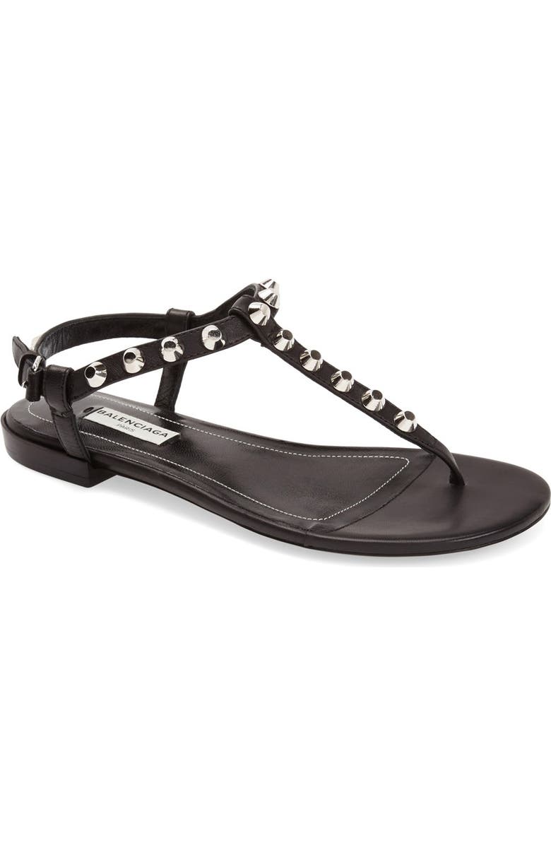 Balenciaga Studded Leather Thong Sandal, Main, color,