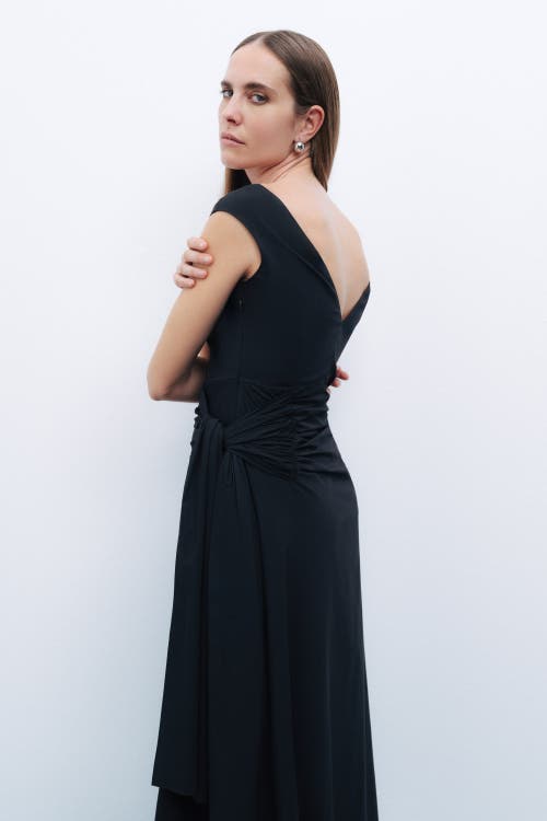 Shop Nocturne Tie Detail Midi Dress In Black