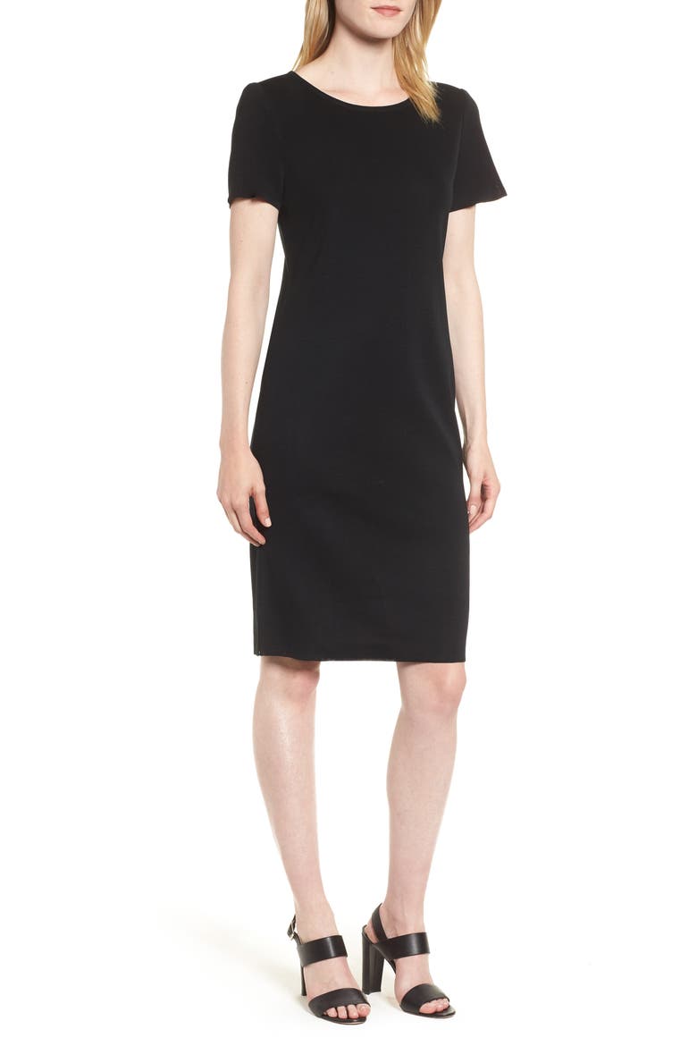 Short Sleeve Dress, Main, color, BLACK