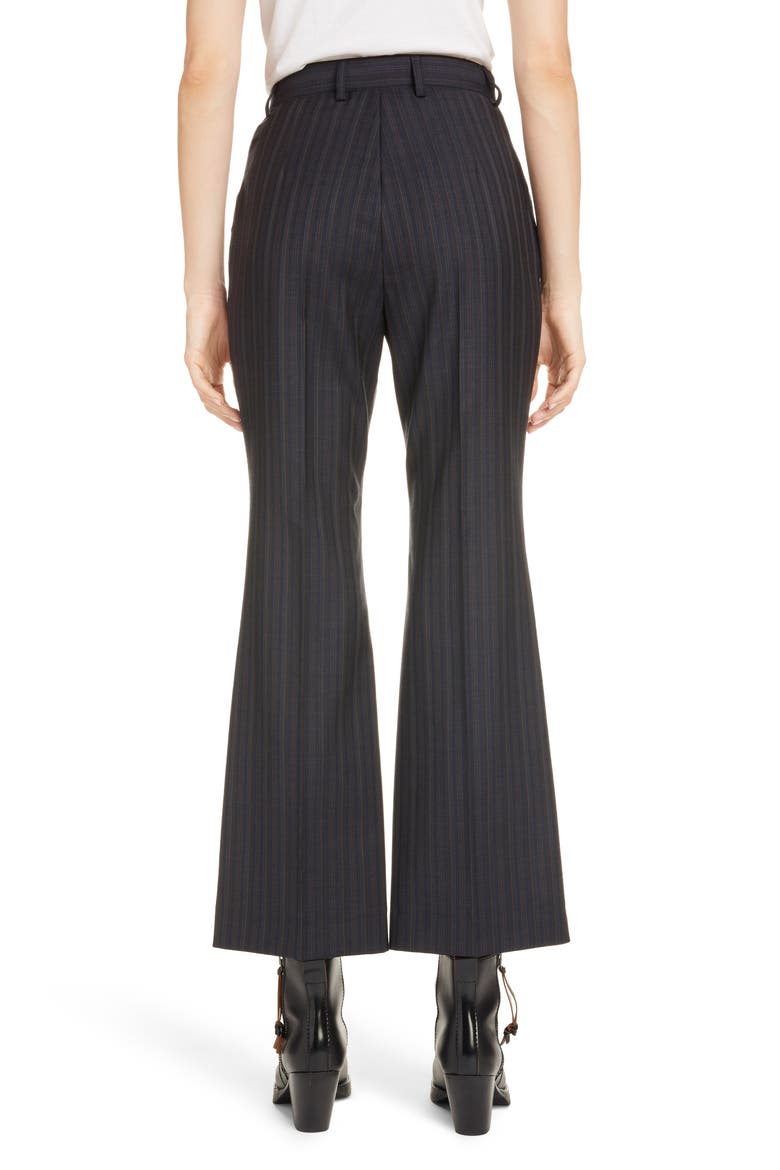 Patrina Pinstripe Wool Crop Flare Trousers, Alternate, color, NAVY BLUE