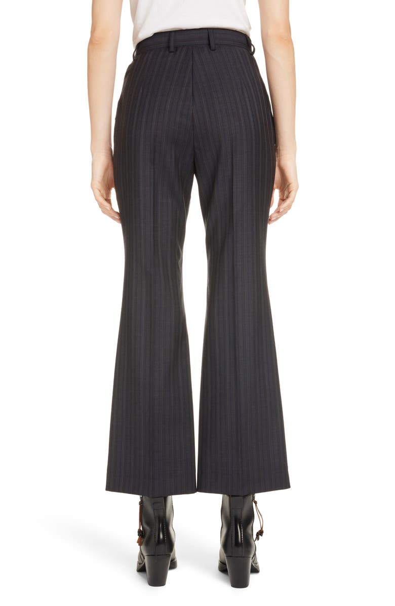 Acne Studios Patrina Pinstripe Wool Crop Flare Trousers, Alternate, color, 