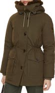 Burberry Shearling Trim Gabardine Parka