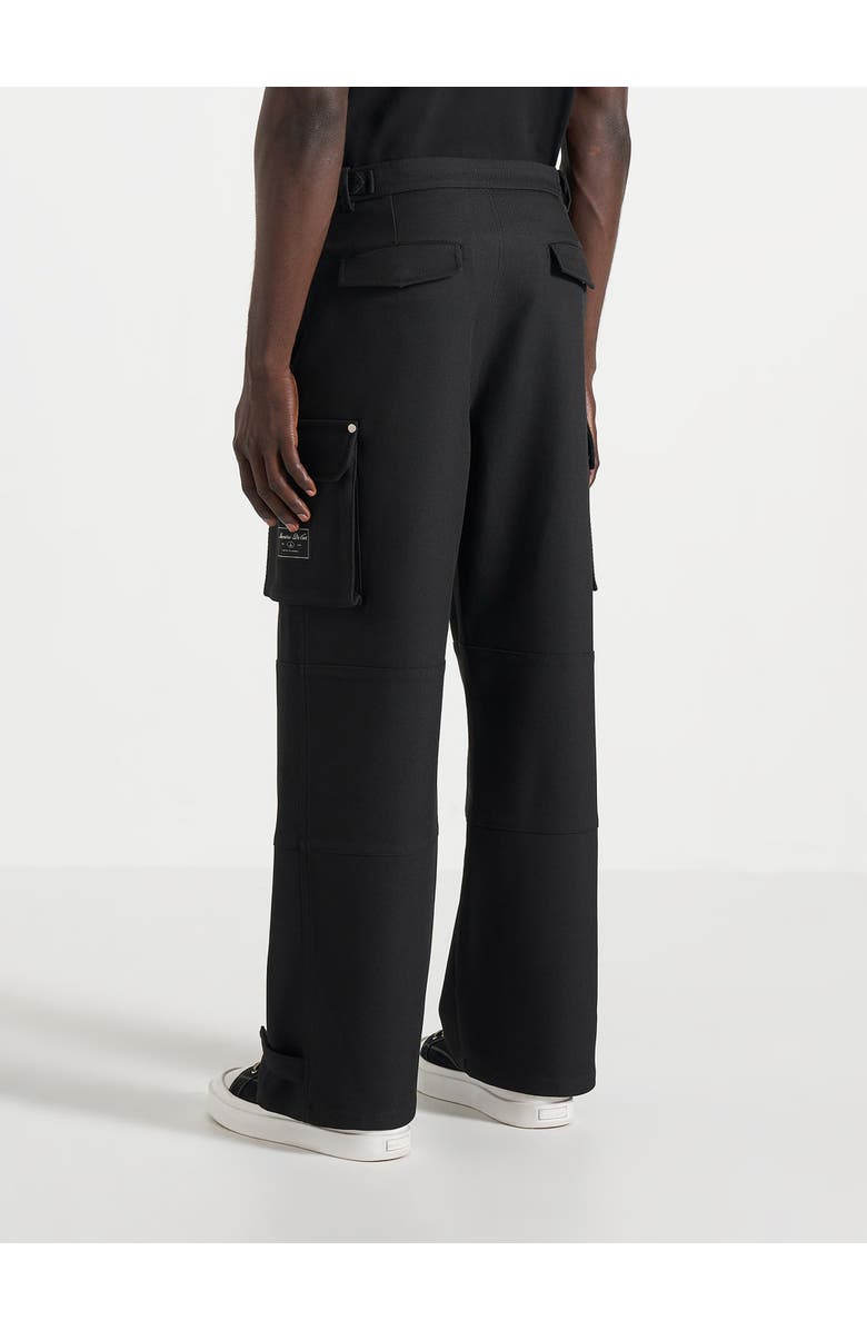 Manière De Voir Mathis Twill Signature Wide Leg Cargo Trousers, Alternate, color, Black