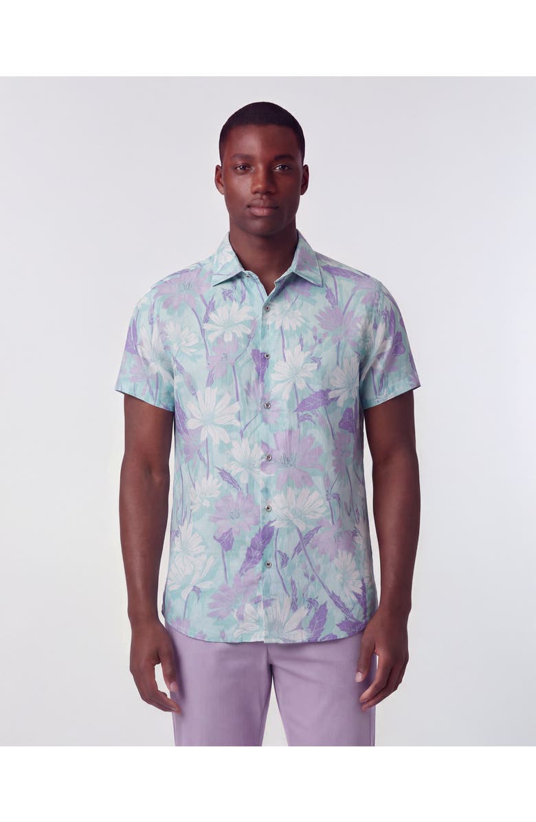Lords of Harlech Uomo Springtime Short Sleeve Fine Linen Shirt, Alternate, color, Springtime Spearmint
