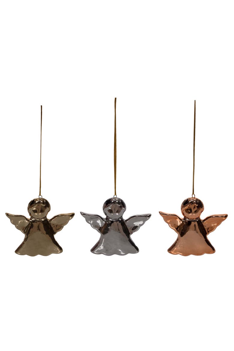 Chrome Angel Christmas Tree Ornament Assortment of 3, Main, color, Gold