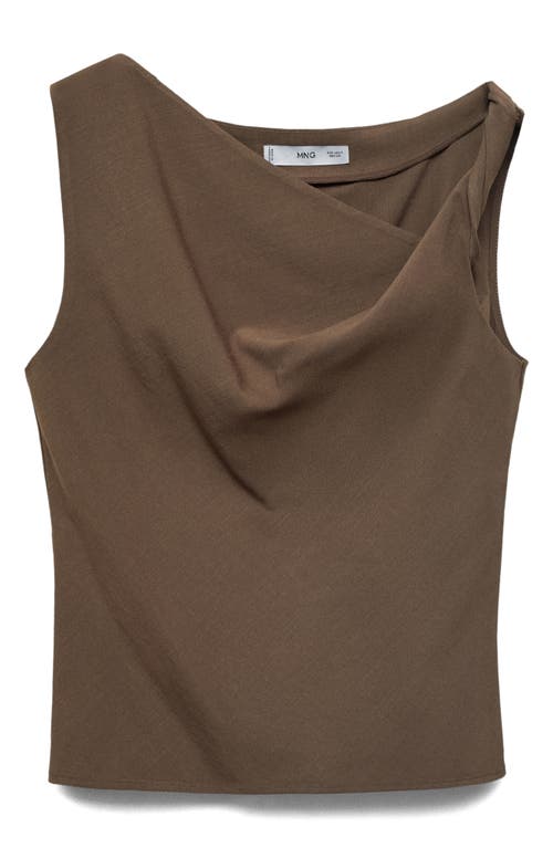 Mango Asymmetric Drape Top In Brown