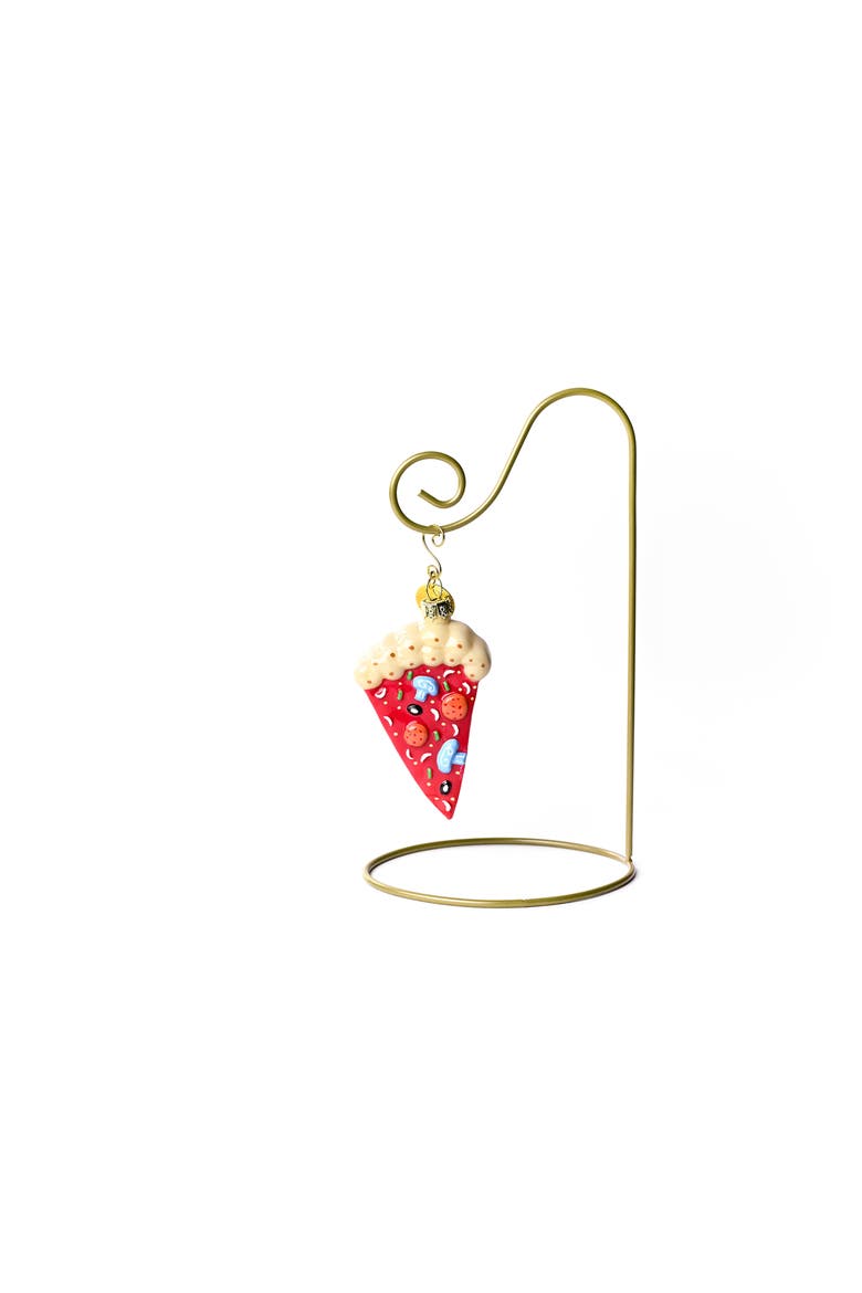 Pizza Slice Glass Shaped Ornament with Gold Stand, Main, color, Red