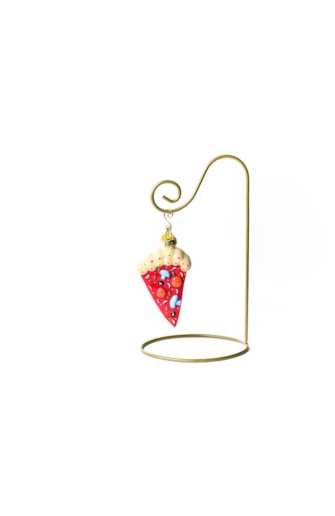 Pizza Slice Glass Shaped Ornament with Gold Stand