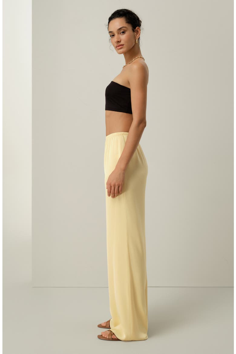 Women's Stretch Silk Georgette Straight Leg Pants, Alternate, color, Butter