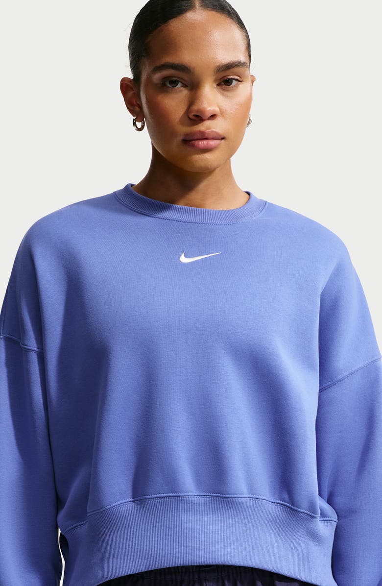 Nike Phoenix Fleece Crewneck Sweatshirt, Alternate, color, Light Medium Blue/Sail