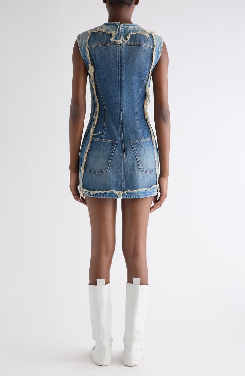 Acne Studios Sleeveless Deconstructed Denim Minidress, Alternate, color, Mid Blue