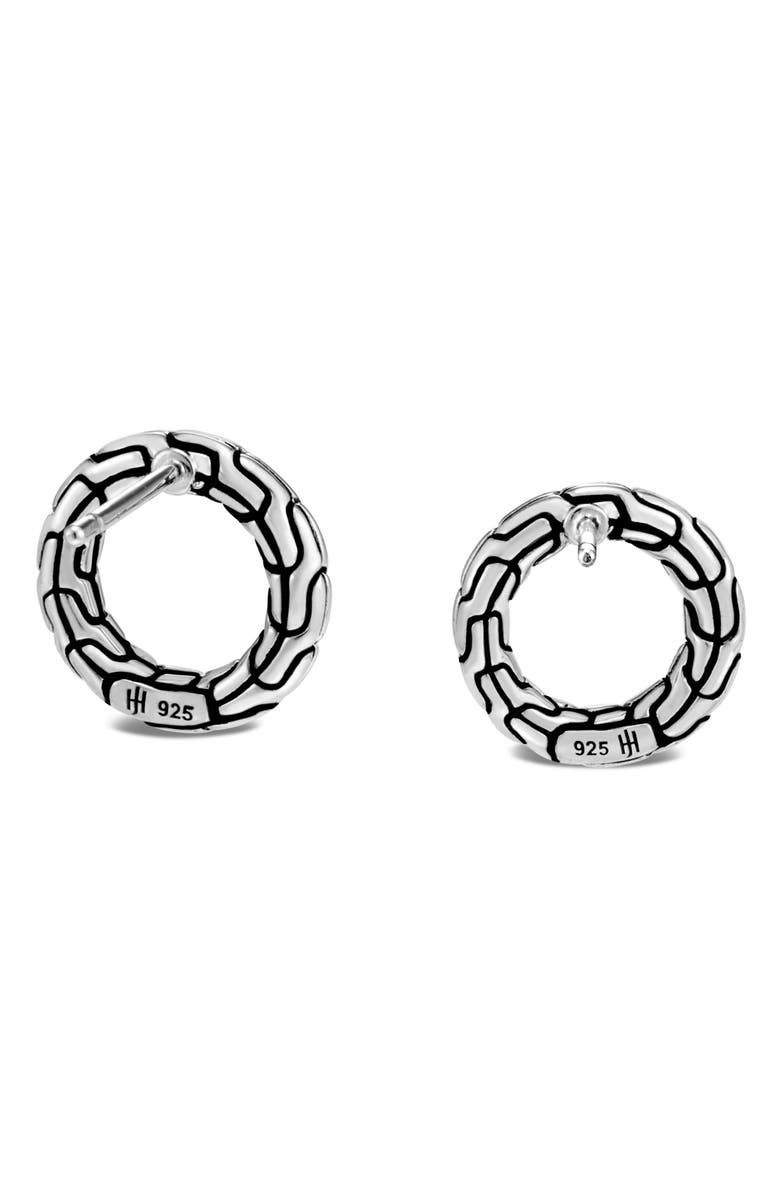 John Hardy Classic Chain Sterling Silver Round Earrings, Alternate, color, Silver