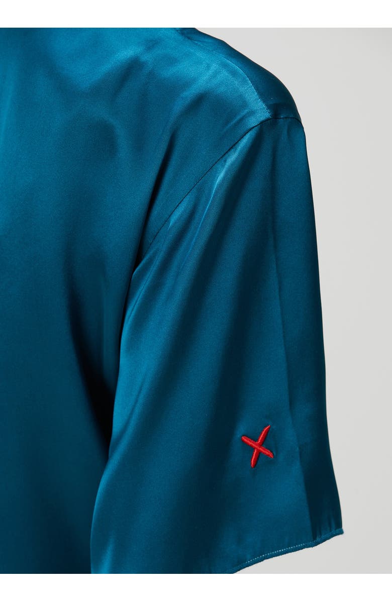 PCFG Pure Silk Oversized Silk Crop Top, Alternate, color, Blue