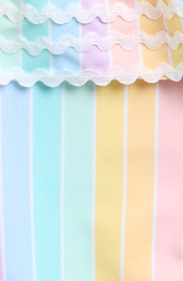 Little Me Kids' Stripe Tie Strap Swimsuit, Alternate, color, Pink Multi